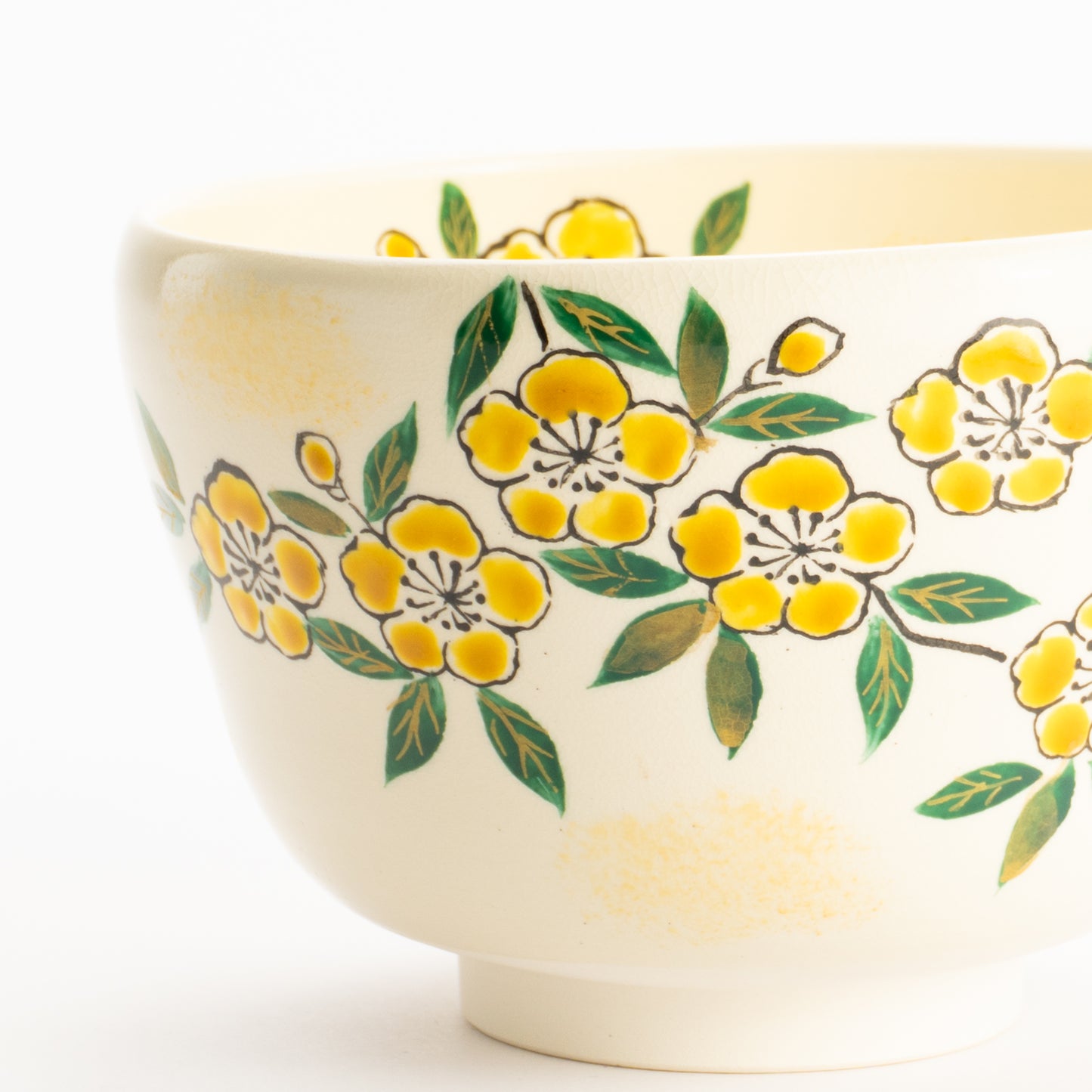 【清水烧】抹茶碗 山吹花 海峰