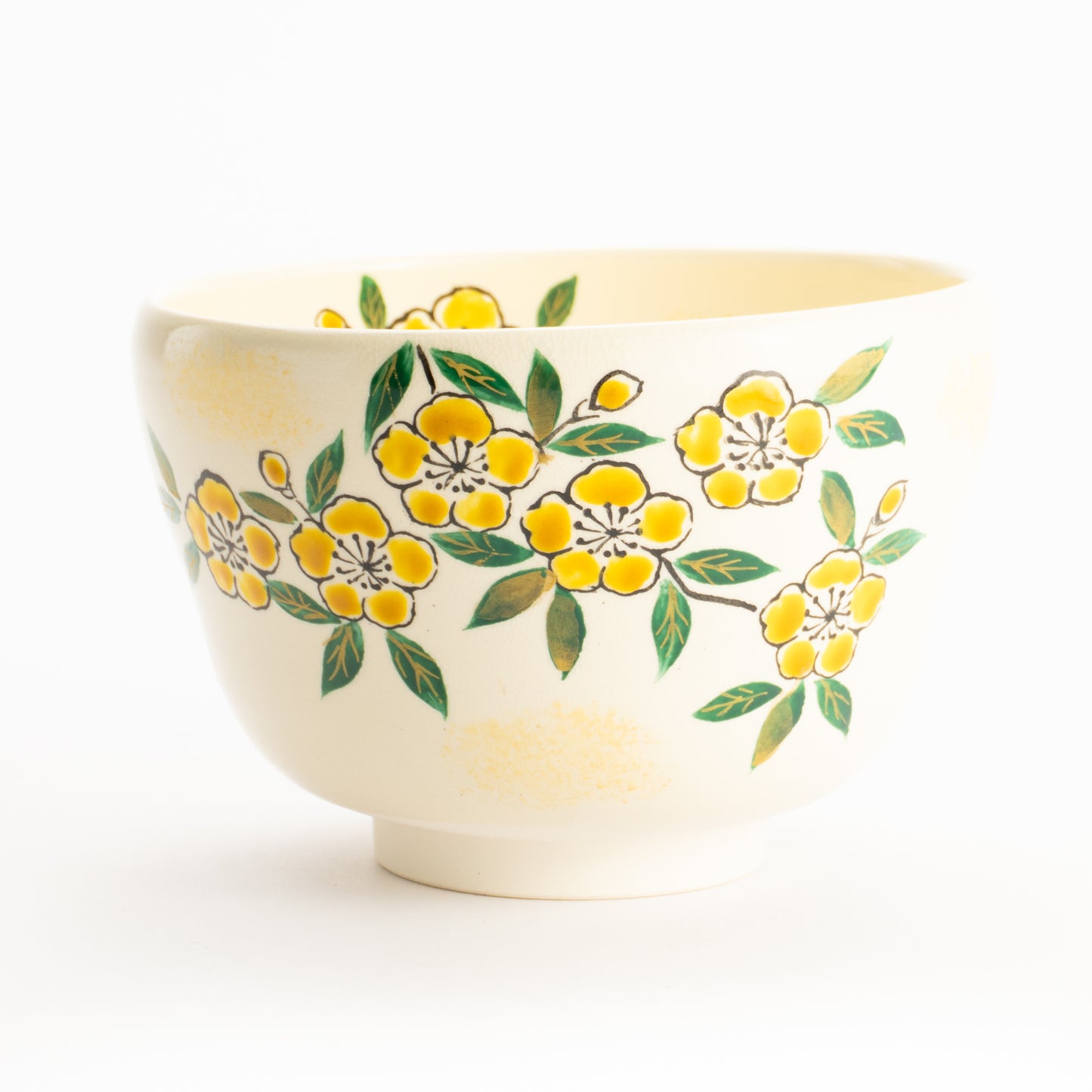 【清水烧】抹茶碗 山吹花 海峰