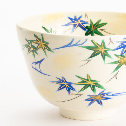 【清水烧】抹茶碗 流水青枫 与平