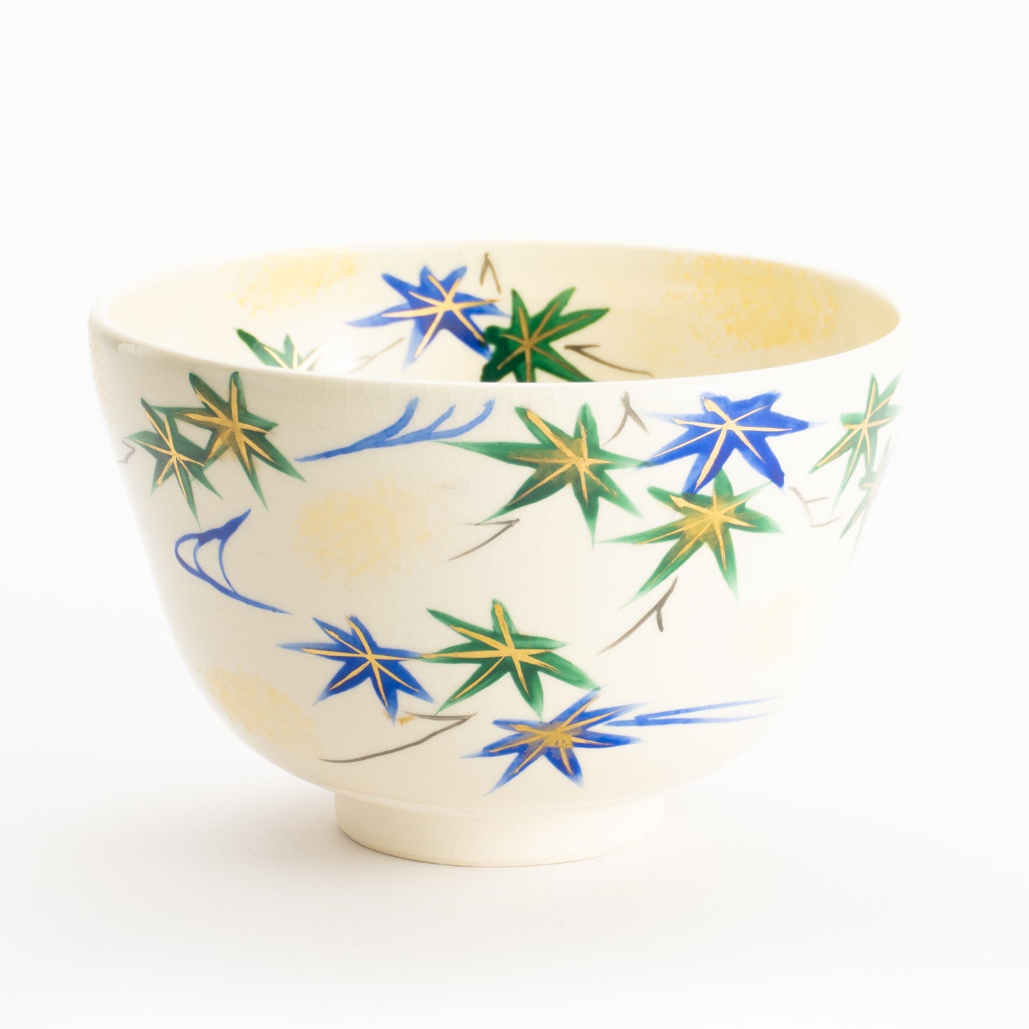 【清水烧】抹茶碗 流水青枫 与平