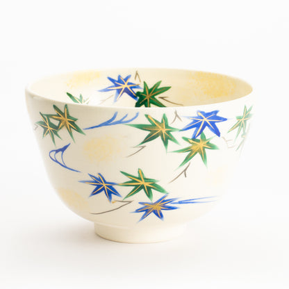 【清水烧】抹茶碗 流水青枫 与平