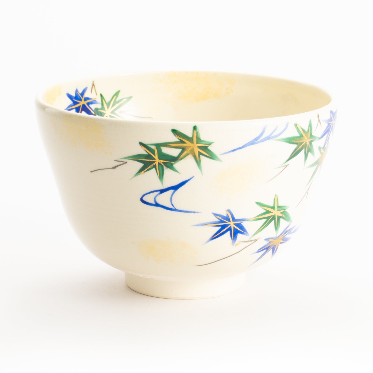 【清水烧】抹茶碗 流水青枫 与平