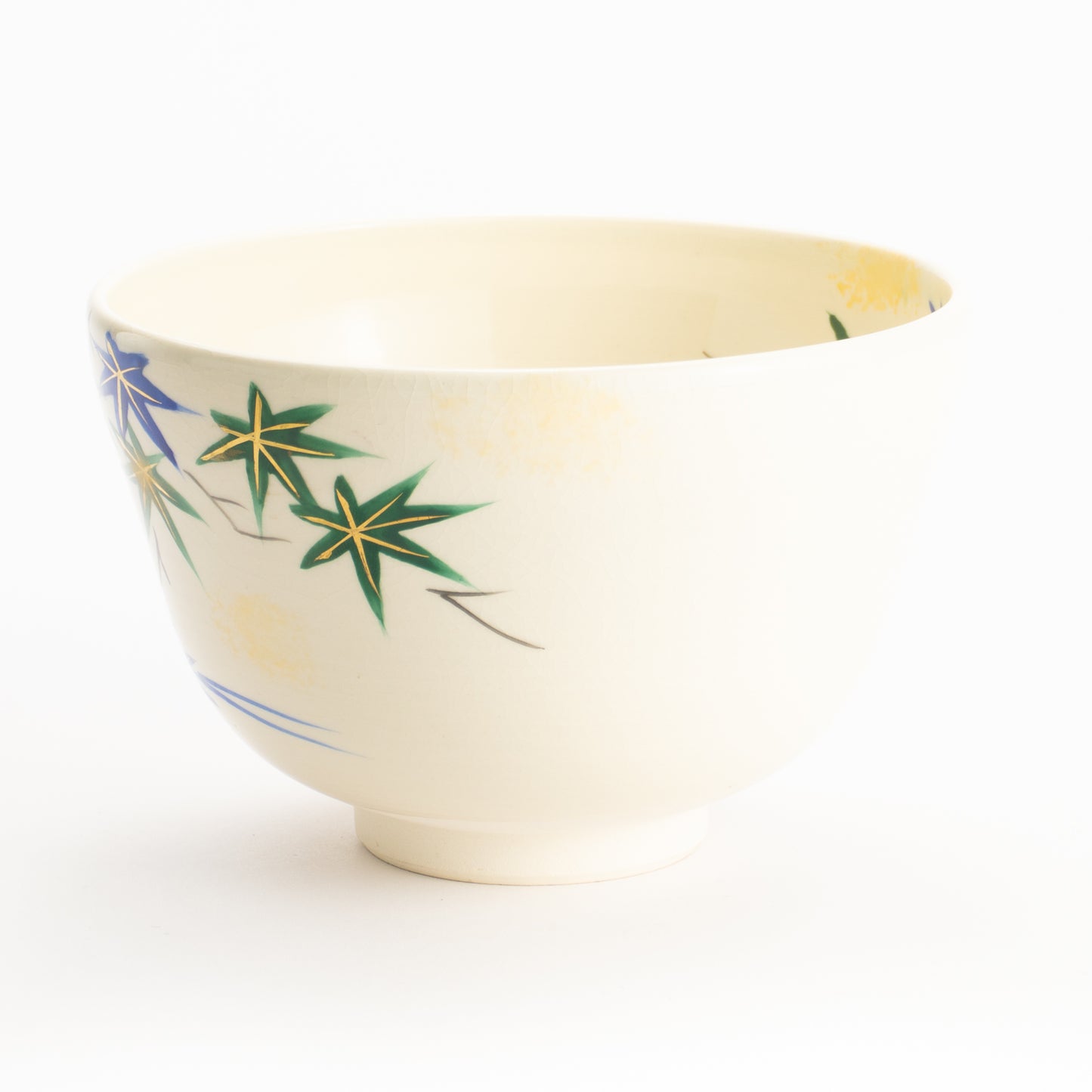 【清水烧】抹茶碗 流水青枫 与平