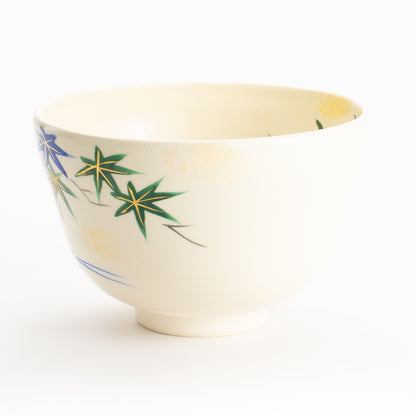 【清水烧】抹茶碗 流水青枫 与平