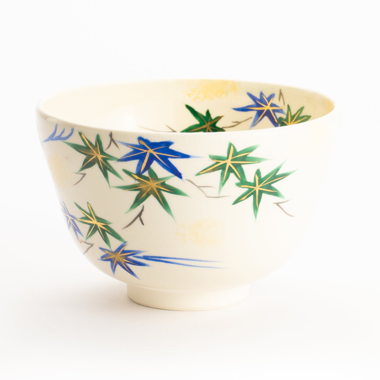 【清水烧】抹茶碗 流水青枫 与平