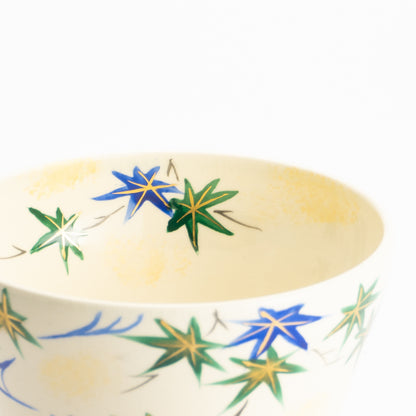 【清水烧】抹茶碗 流水青枫 与平