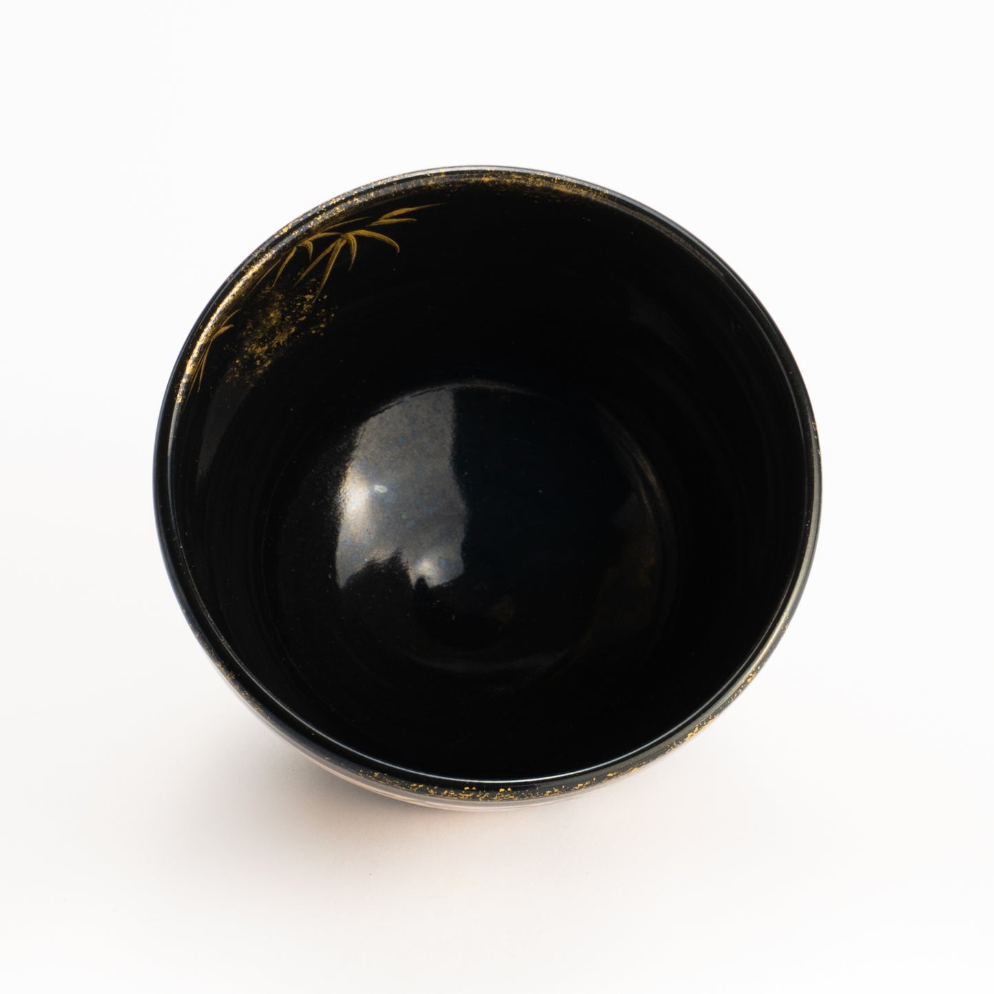 【清水烧】抹茶碗 金彩 竹与麻雀 海峰