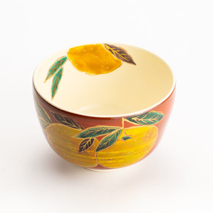 【清水烧】抹茶碗 赤地 柚子 与平