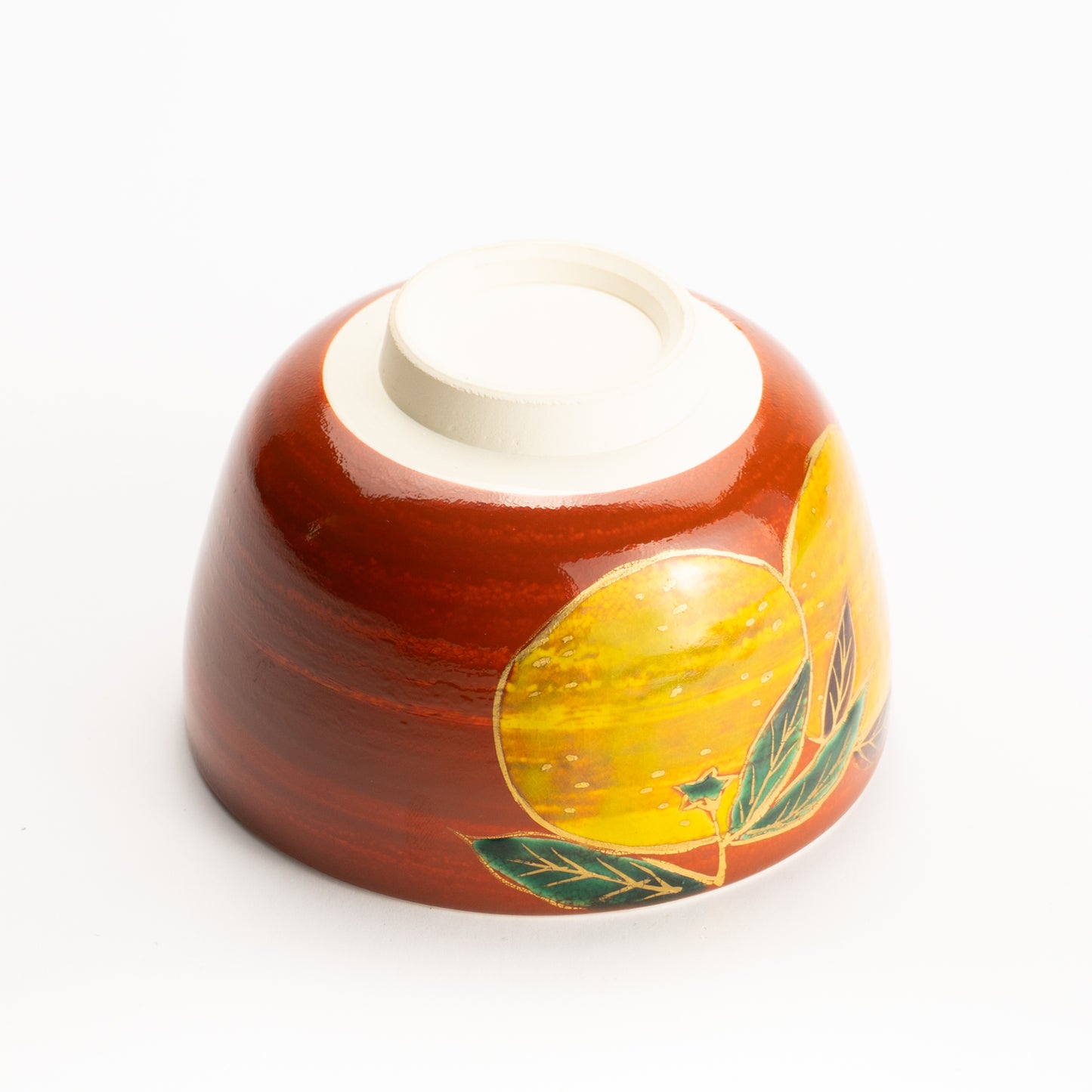 【清水烧】抹茶碗 赤地 柚子 与平