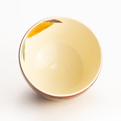 【清水烧】抹茶碗 赤地 柚子 与平