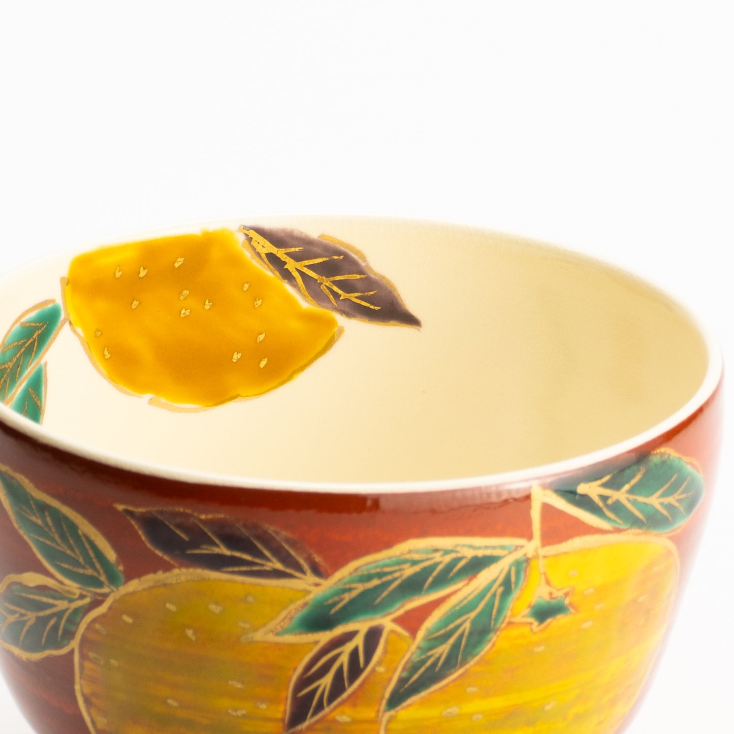 【清水烧】抹茶碗 赤地 柚子 与平