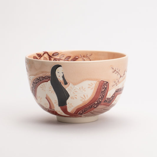抹茶碗　桃色交趾 紫式部　一如 - Handcrafted Japanese pottery from Kyoto - Kyo ware / Kiyomizu ware.