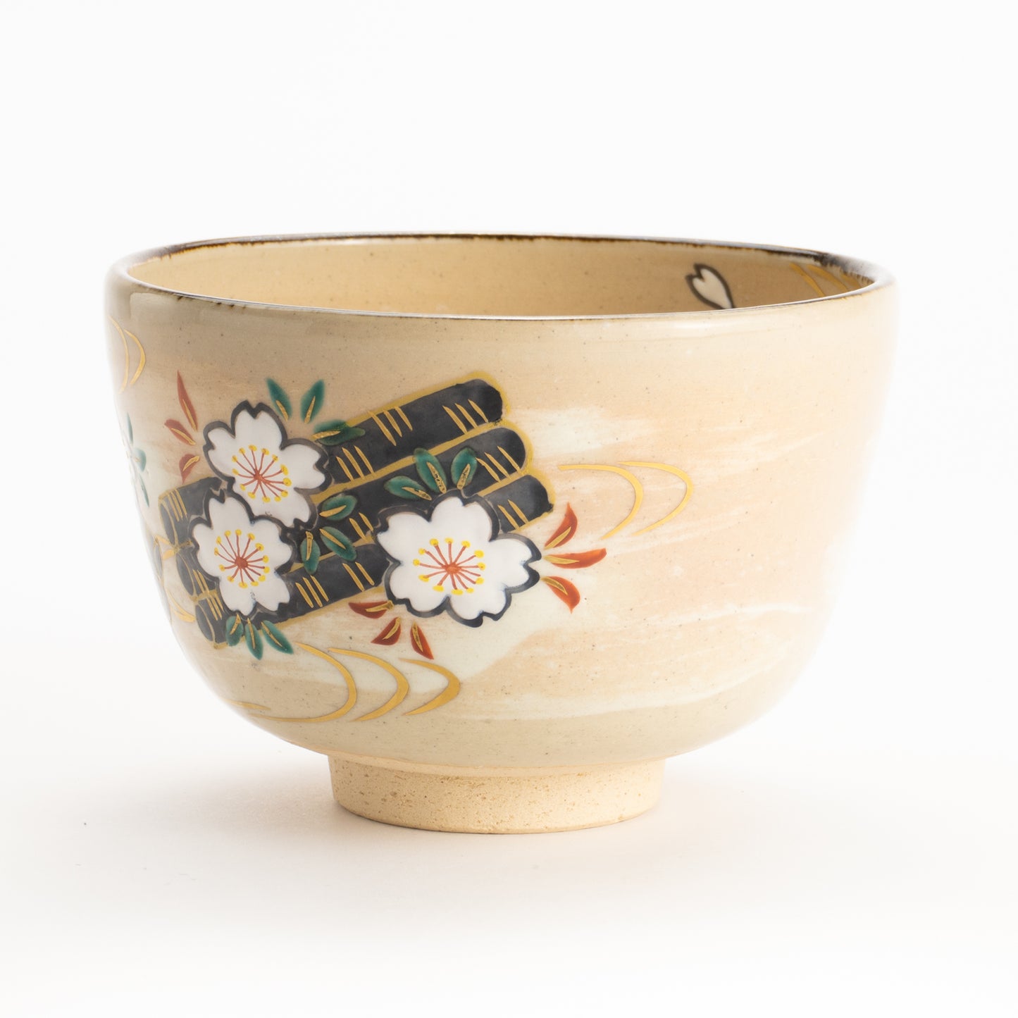 【清水烧】抹茶碗 樱花花筏 仁