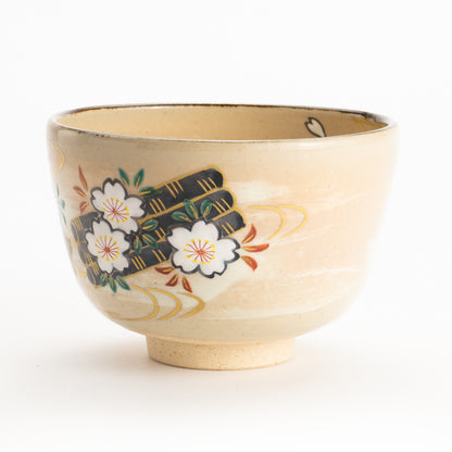 【清水烧】抹茶碗 樱花花筏 仁