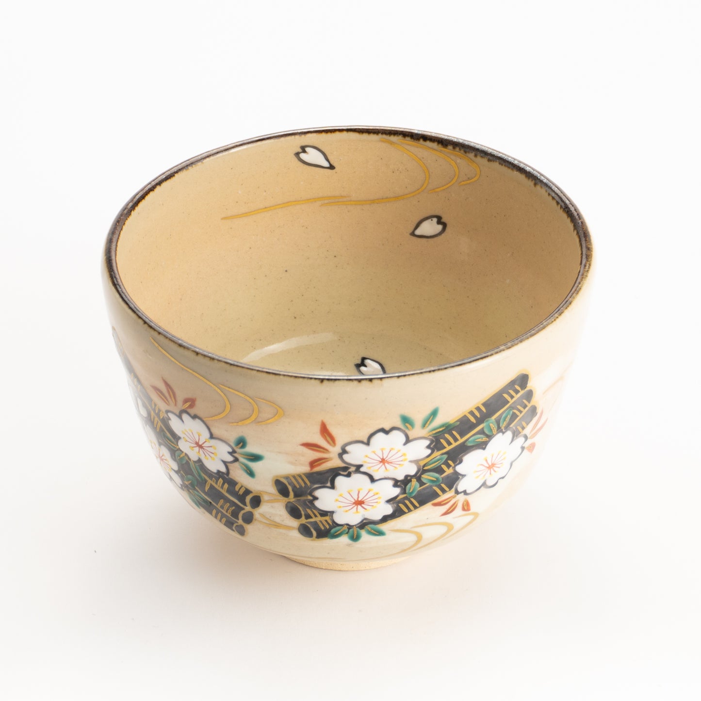 【清水烧】抹茶碗 樱花花筏 仁