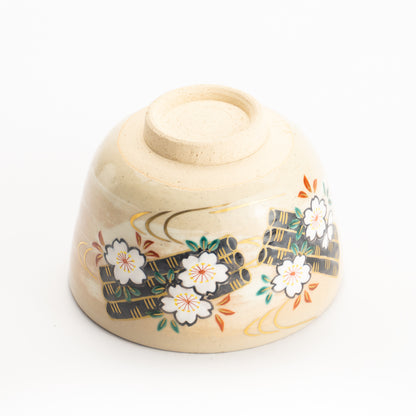 【清水烧】抹茶碗 樱花花筏 仁