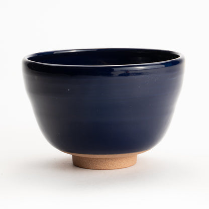 【清水烧】抹茶碗 瑠璃地金银彩《富士与松》 海峰