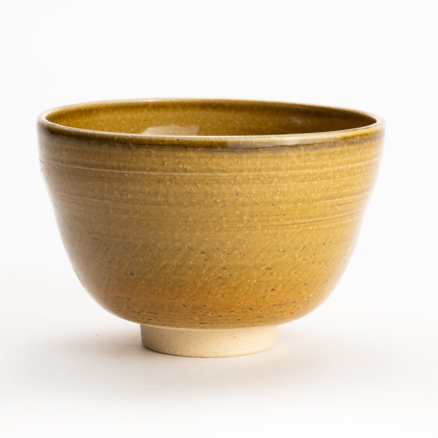 【清水烧】抹茶碗 饴釉《富士与鹤》 海峰