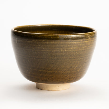 【清水烧】抹茶碗 黑伊罗保釉《富士与樱花》 海峰