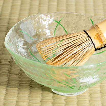 Glass Matcha Bowl – White Egret Flower by Kaihou