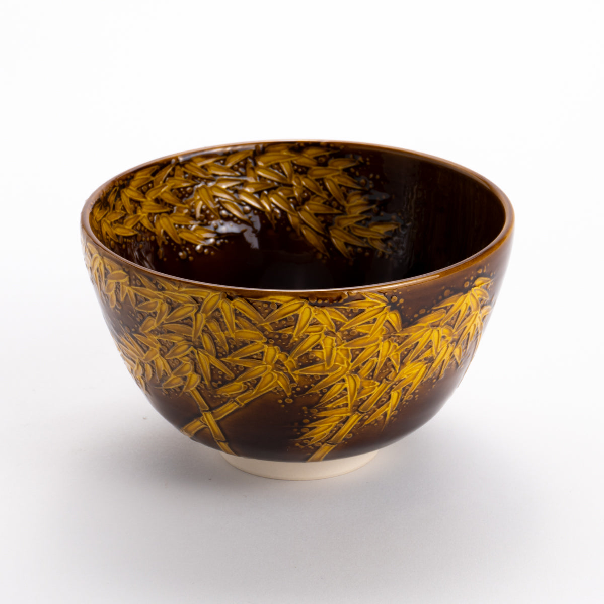 抹茶碗 　代赭交趾　竹林　山本一如 - Handcrafted Japanese pottery from Kyoto - Kyo ware / Kiyomizu ware.