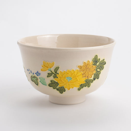 抹茶碗 　交趾菊桐　山本一如 - Handcrafted Japanese pottery from Kyoto - Kyo ware / Kiyomizu ware.