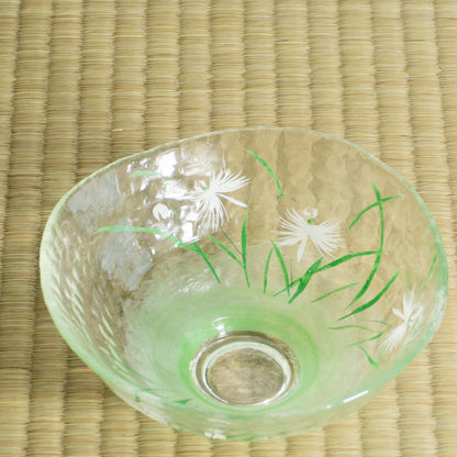 Glass Matcha Bowl – White Egret Flower by Kaihou