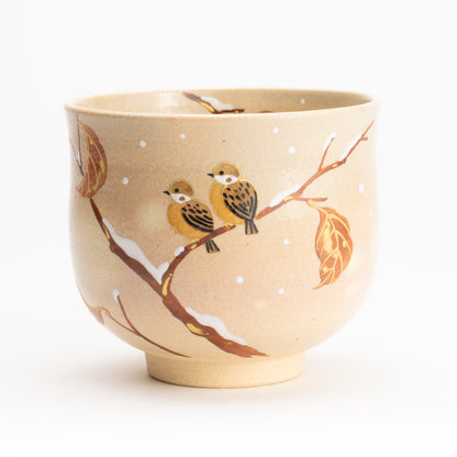 抹茶碗　枯れ枝にスズメ　亨 KOTOPOTTER