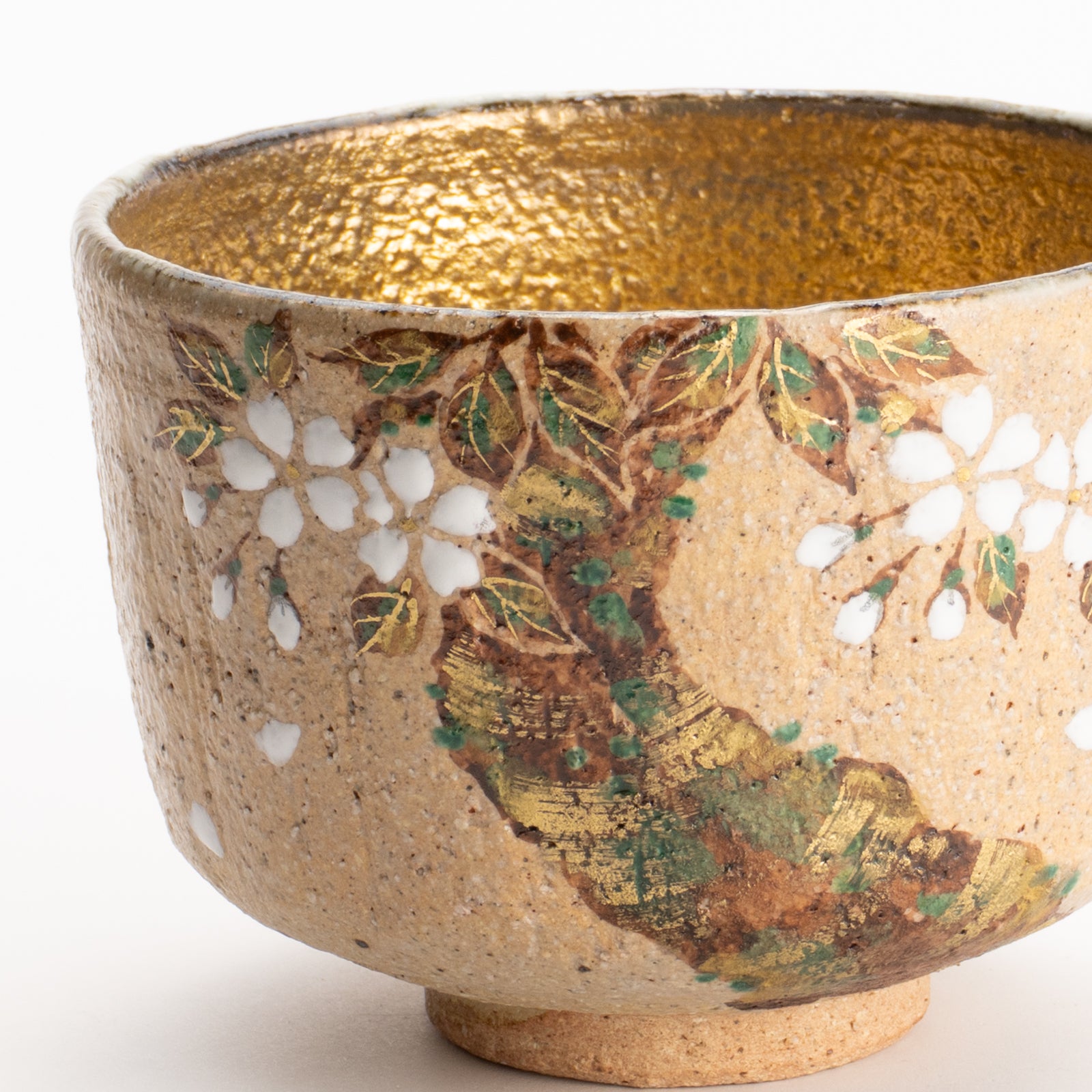 抹茶碗　灰釉内金桜　良二 KOTOPOTTER