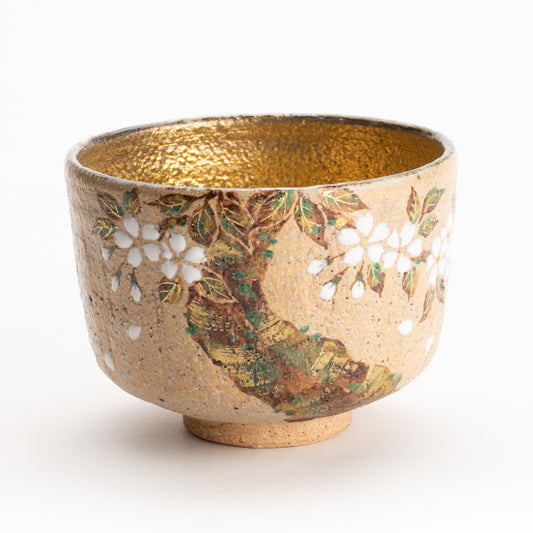 抹茶碗　灰釉内金桜　良二 KOTOPOTTER