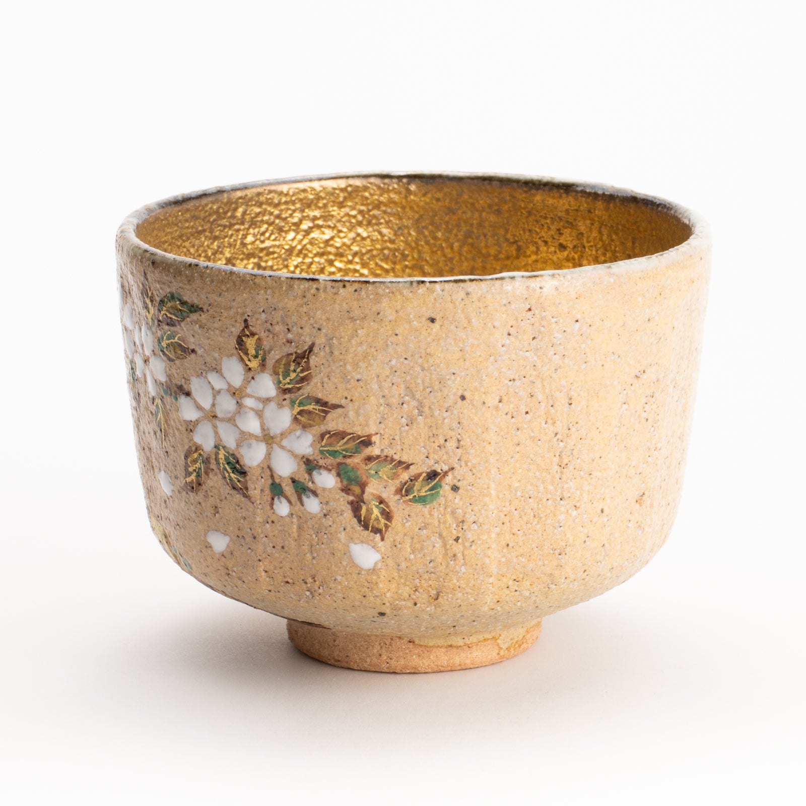 京都 清水焼】抹茶碗 灰釉内金桜 良二|コトポッター 京都 清水焼】抹茶碗 灰釉内金桜 良二|コトポッター