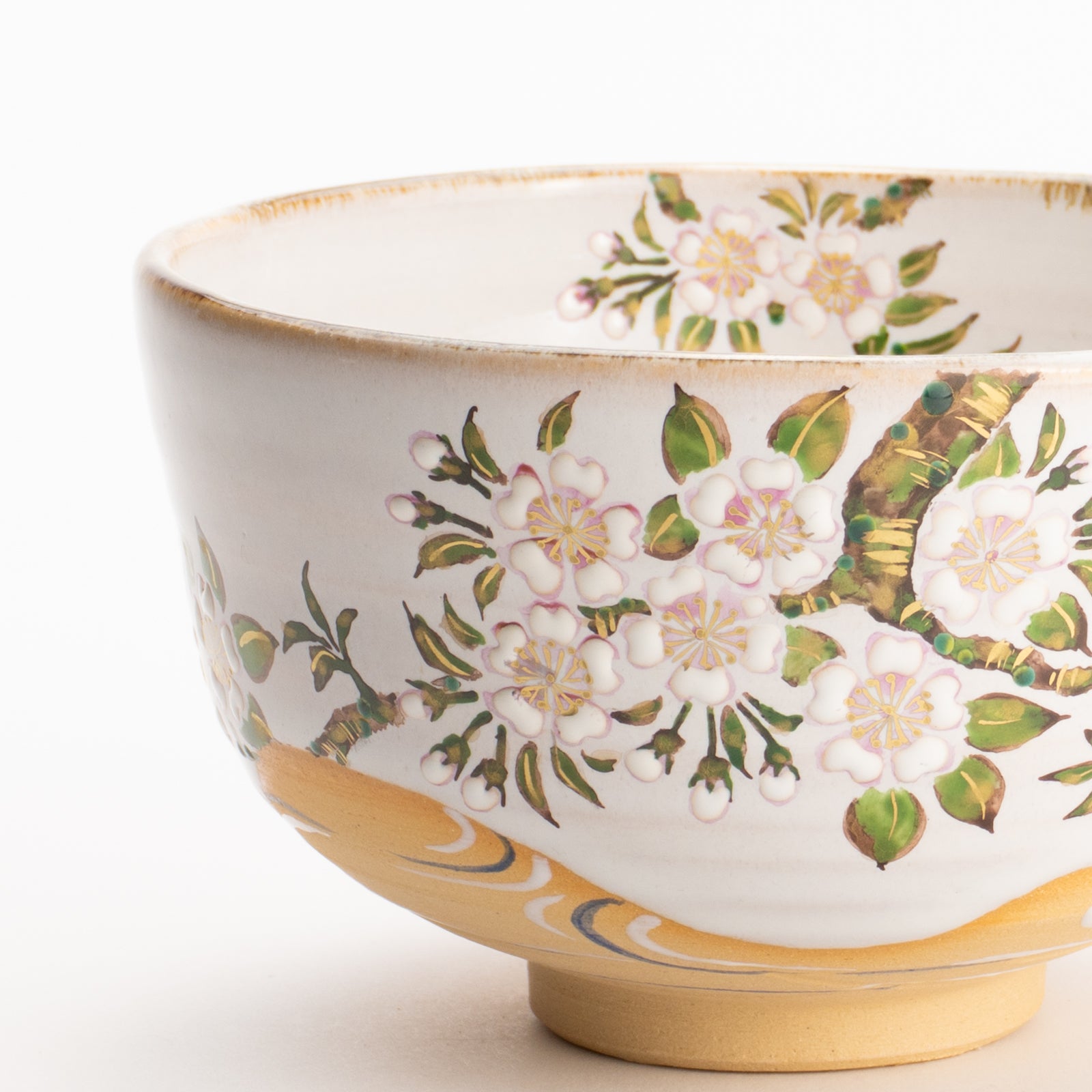 抹茶碗　灰釉 桜流水　良二 KOTOPOTTER