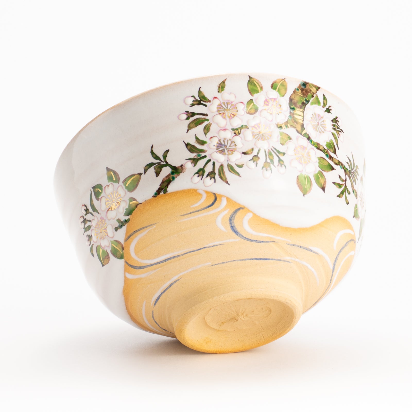 抹茶碗　灰釉 桜流水　良二 KOTOPOTTER