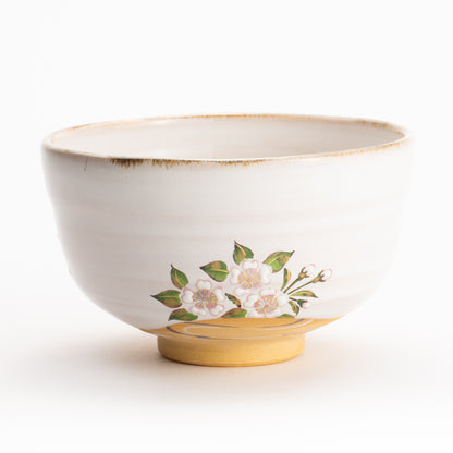 抹茶碗　灰釉 桜流水　良二 KOTOPOTTER