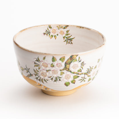 抹茶碗　灰釉 桜流水　良二 KOTOPOTTER