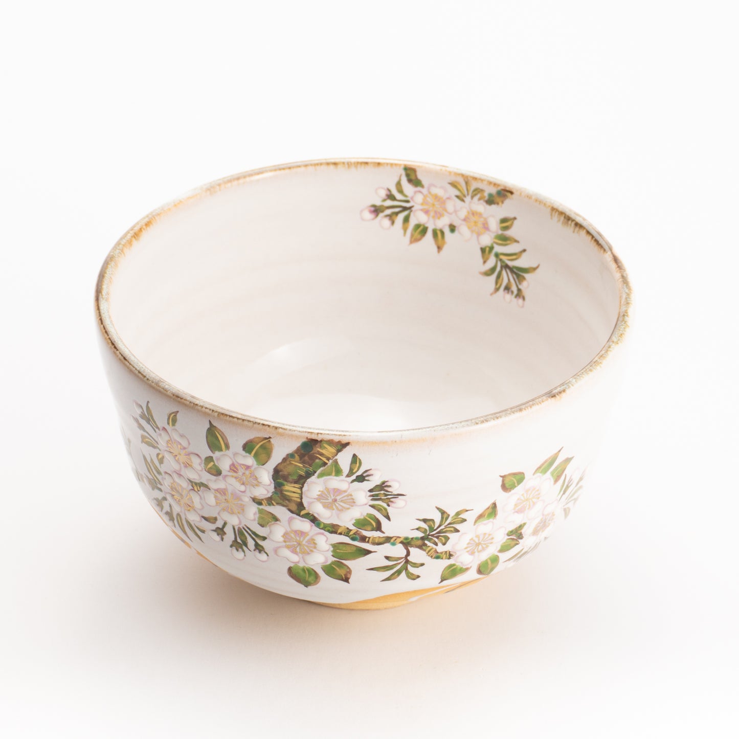 抹茶碗　灰釉 桜流水　良二 KOTOPOTTER