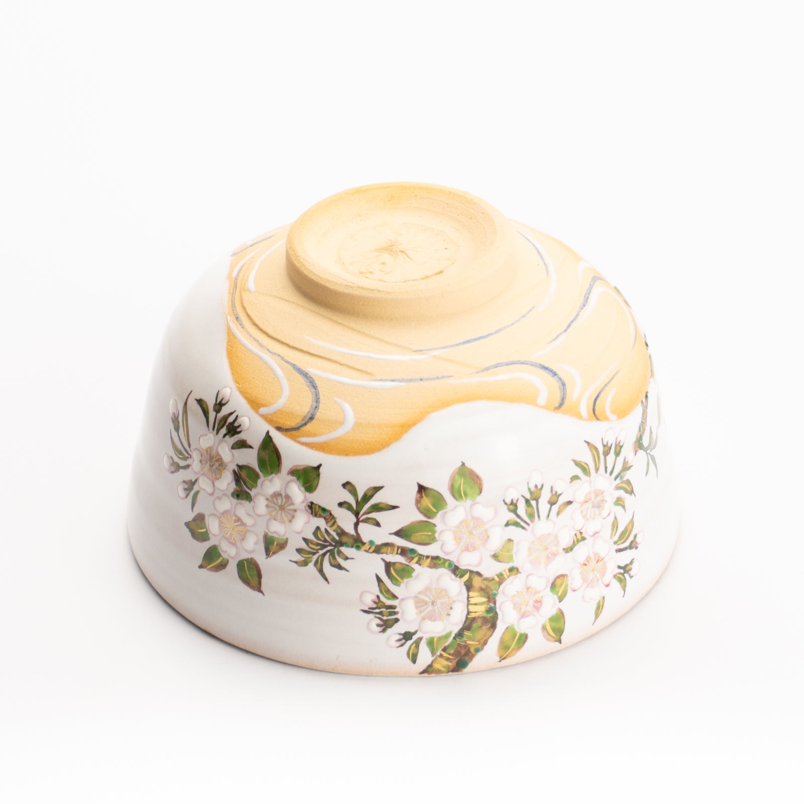 抹茶碗　灰釉 桜流水　良二 KOTOPOTTER