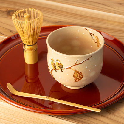 抹茶碗　枯れ枝にスズメ　亨 KOTOPOTTER