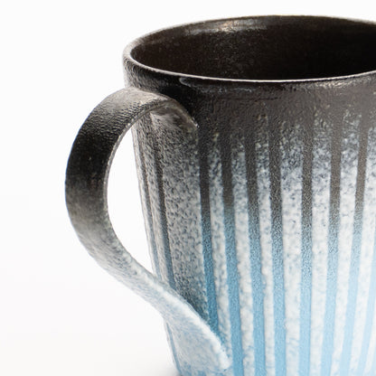【清水焼】マグカップ　釉泥彩 黒×空色A　竹村陽太郎 KOTOPOTTER