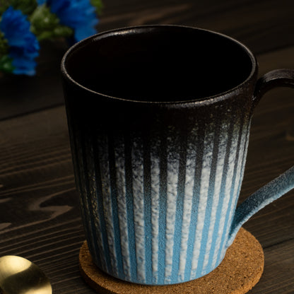 【清水焼】マグカップ　釉泥彩 黒×空色A　竹村陽太郎 KOTOPOTTER