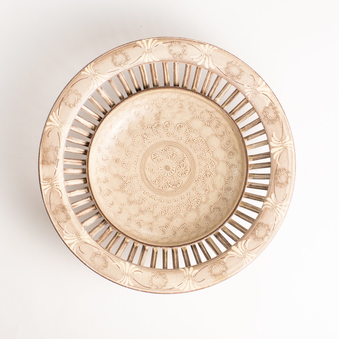 【清水焼】透かし鉢　紫三島　陶楽窯 KOTOPOTTER