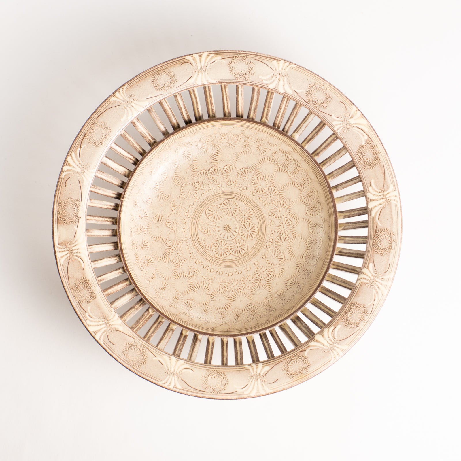 【清水焼】透かし鉢　紫三島　陶楽窯 KOTOPOTTER