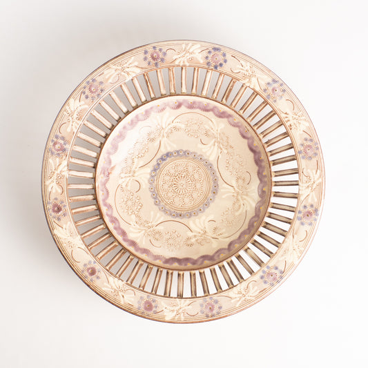 【清水焼】透かし鉢　紫彩華紋　陶楽窯 KOTOPOTTER