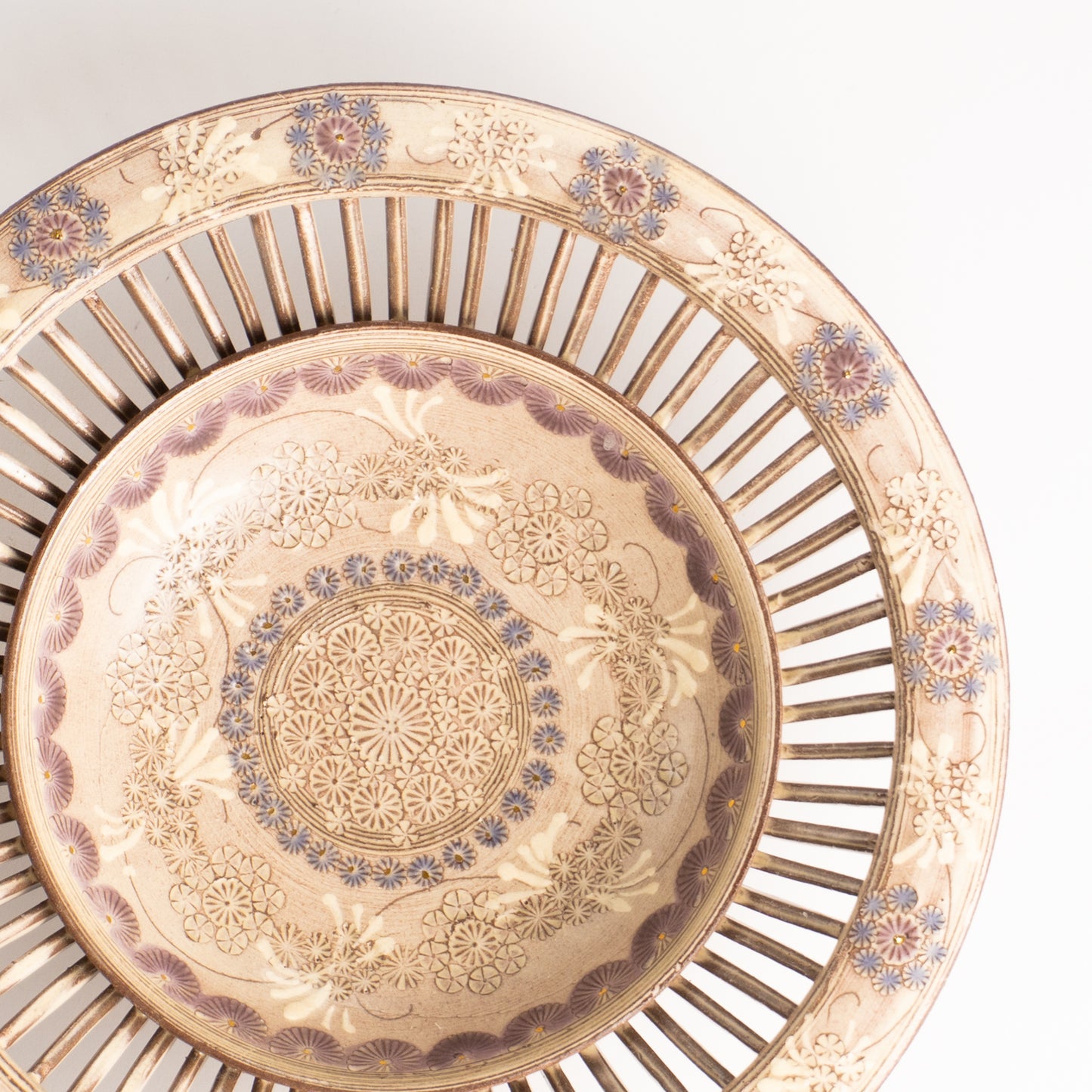 【清水焼】透かし鉢　紫彩華紋B　陶楽窯 KOTOPOTTER