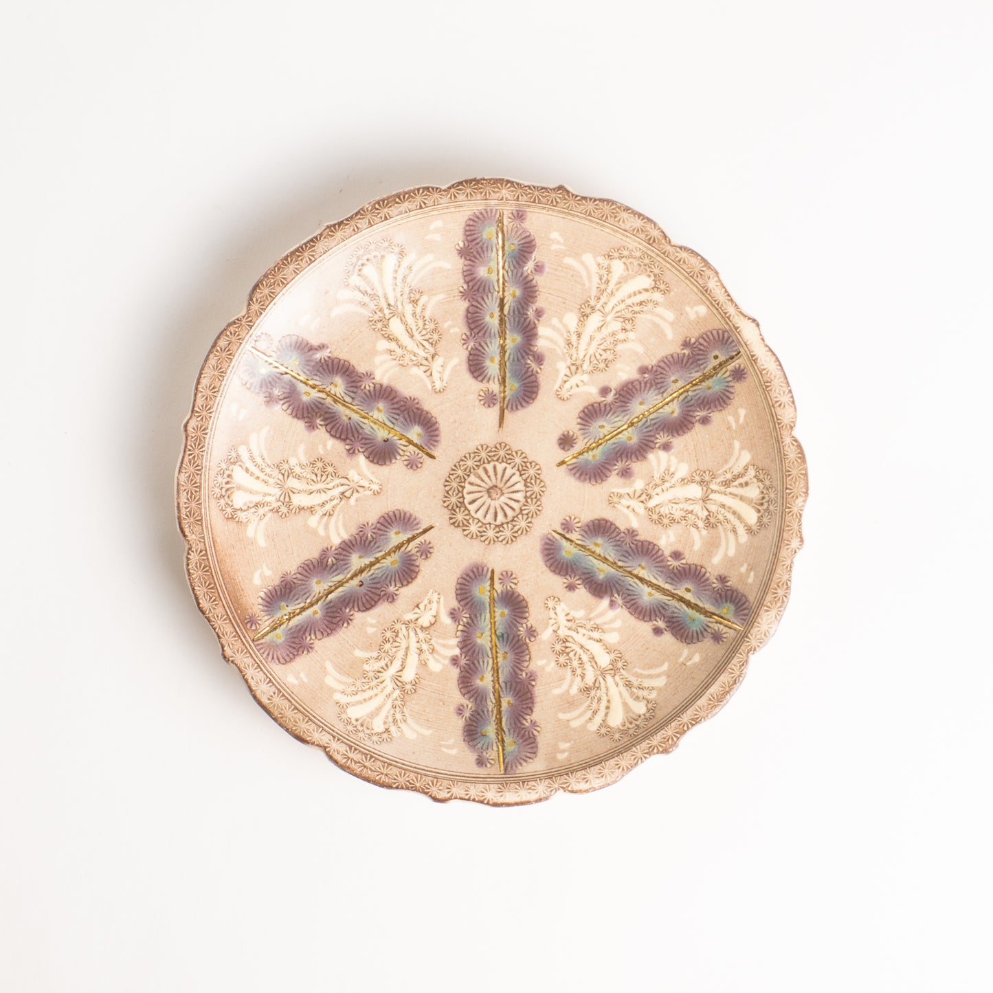 【清水焼】小皿　紫彩華紋　陶楽窯 KOTOPOTTER