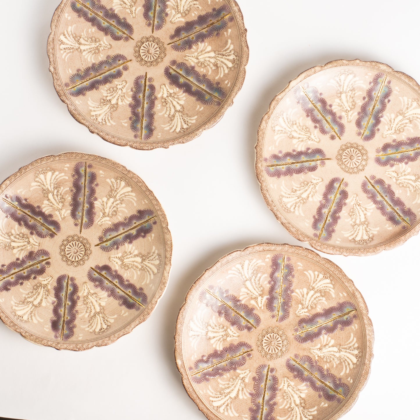 【清水焼】小皿　紫彩華紋　陶楽窯 KOTOPOTTER