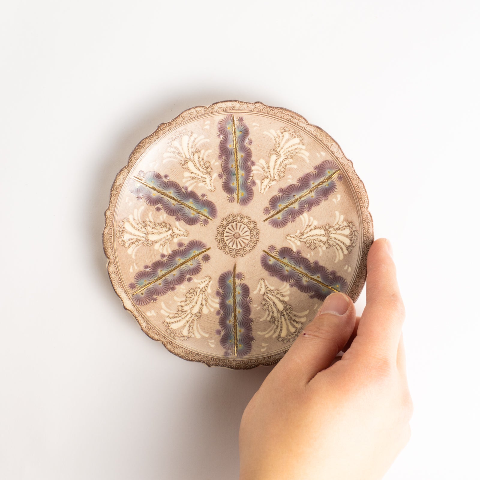 【清水焼】小皿　紫彩華紋　陶楽窯 KOTOPOTTER