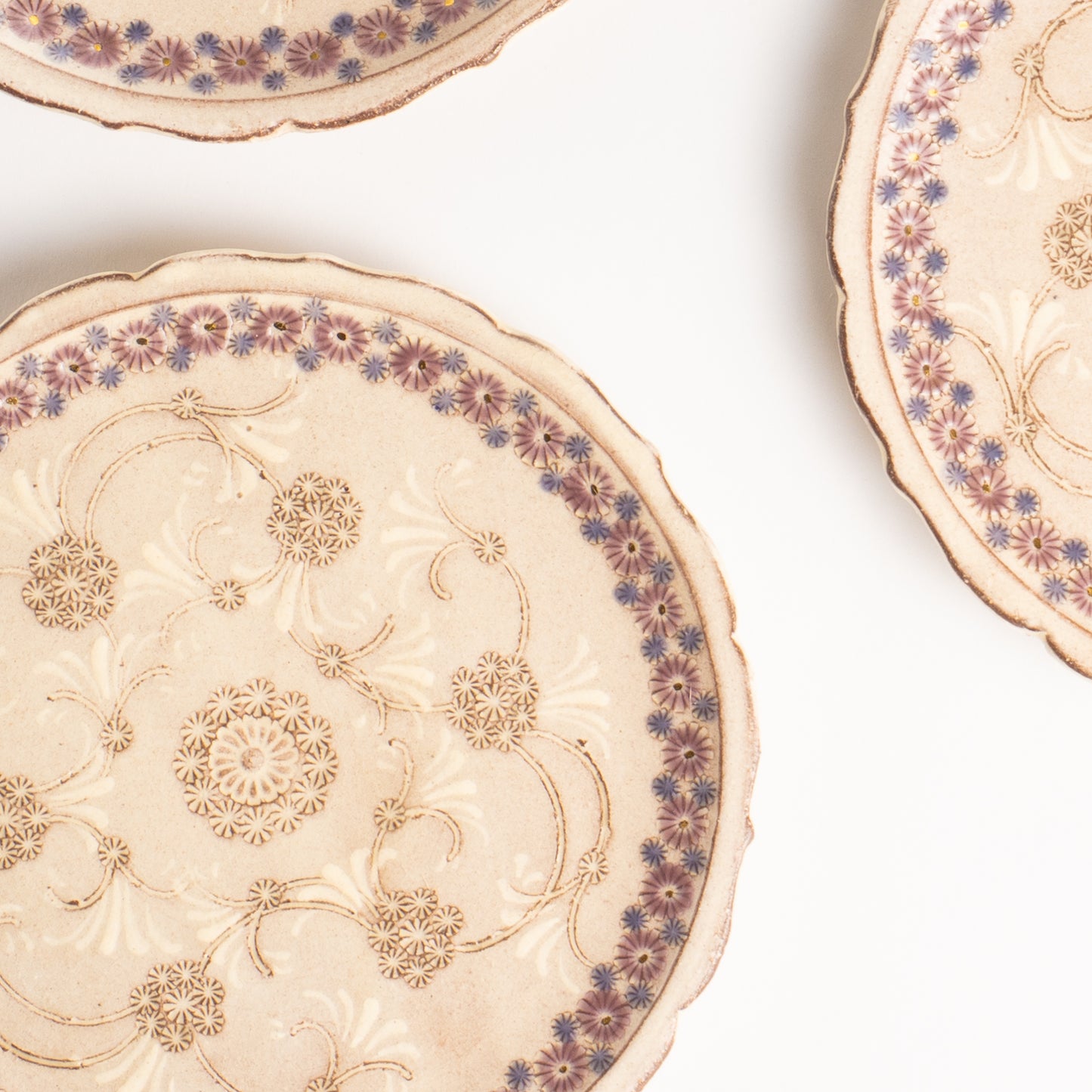 【清水焼】3寸小皿　紫彩華紋　陶楽窯 KOTOPOTTER