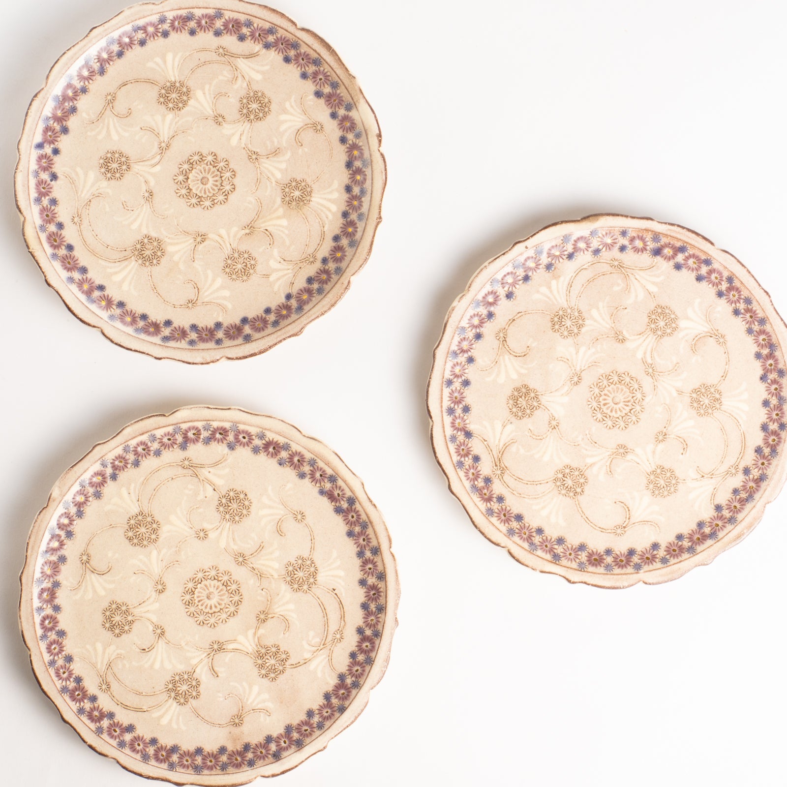 【清水焼】3寸小皿　紫彩華紋　陶楽窯 KOTOPOTTER