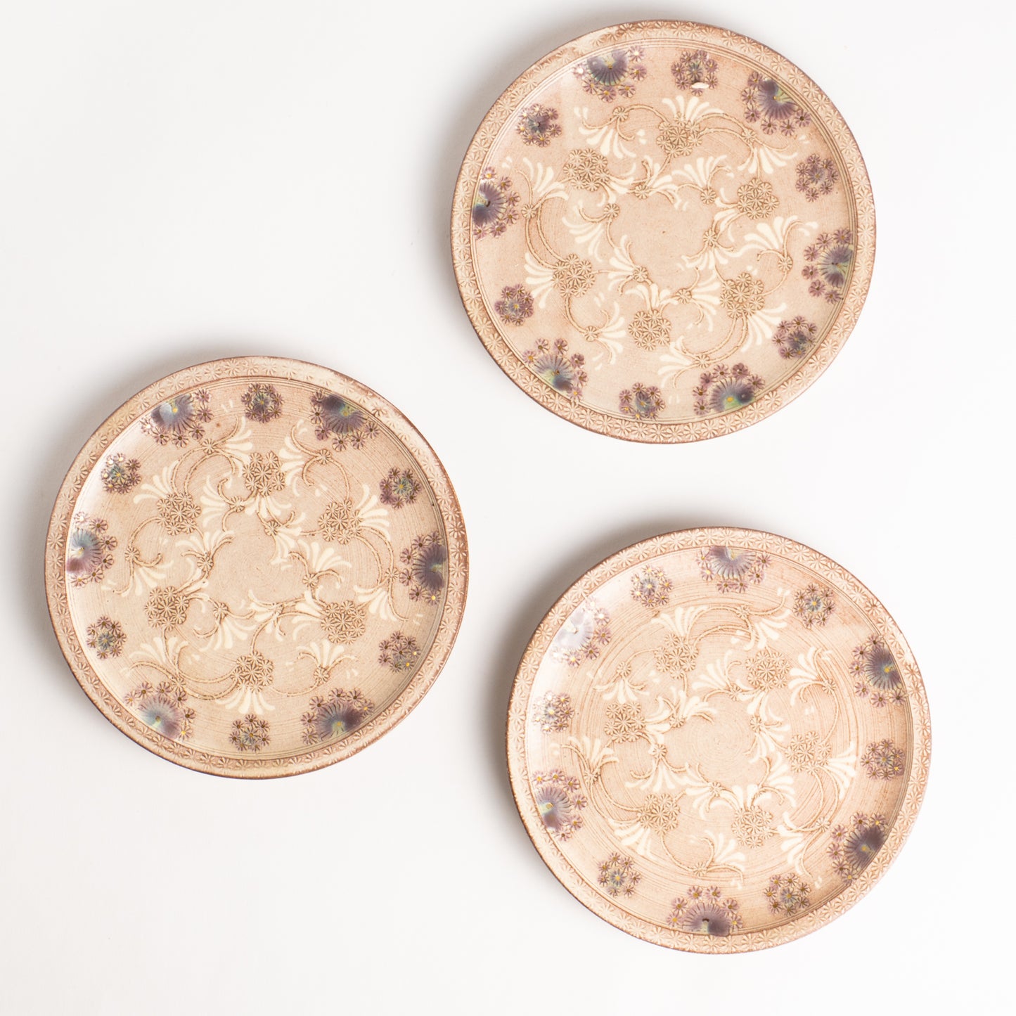 【清水焼】3寸小皿　紫彩華紋　陶楽窯 KOTOPOTTER